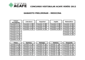 Gabarito da prova do curso de Medicina