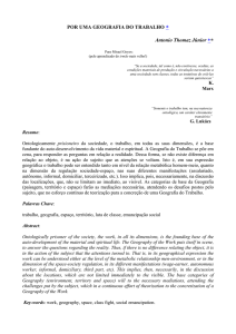 POR UMA GEOGRAFIA DO TRABALHO ∗ Antonio Thomaz Júnior ∗∗