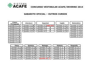 CONCURSO VESTIBULAR ACAFE/INVERNO 2014 GABARITO