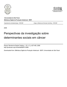 Perspectivas da investigação sobre determinantes sociais em câncer