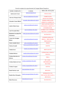 Lista de contatos do corpo docente do Campus Bento - IFRS