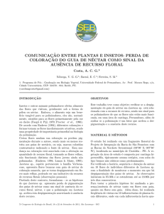 perda de coloração do guia de néctar como sinal da ausência