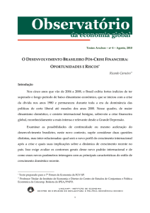 O desenvolvimento brasileiro pós-crise financeira