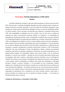 3º BIMESTRE - 2016 Texto Base: Período Napoleônico (1799