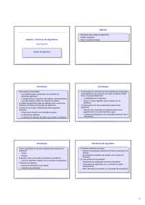 Análise e Técnicas de Algoritmos Agenda Introdução Introdução