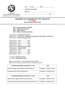 Calendário de avaliações 8º e 9º anos EF II 1ª etapa
