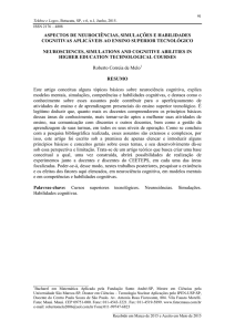 aspectos de neuroci&ecirc;ncias, simula&ccedil;&otilde;es e habilidades cognitivas