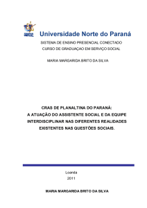 CRAS DE PLANALTINA DO PARANÁ: A ATUAÇÃO DO