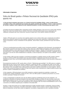 Volvo do Brasil ganha o Prêmio Nacional da Qualidade (PNQ) pela