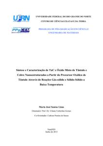Síntese e Caracterização de TaC e Óxido Misto de Tântalo e Cobre