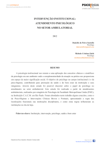 intervenção institucional: atendimento psicológico no