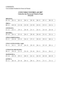 UNIOESTE CONCURSO VESTIBULAR 2007