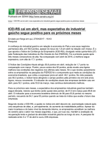ICEI-RS cai em abril, mas expectativa do industrial gaúcho