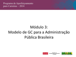 Módulo 3: Modelo de GC para a Administração Pública Brasileira