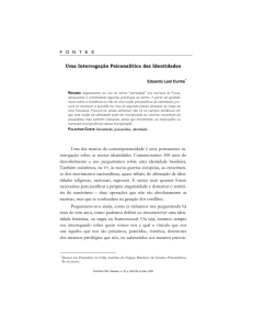 Uma Interrogação Psicanalítica das Identidades Uma das marcas