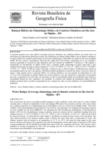 Water Budget of average climatology and of climatic sceneries in