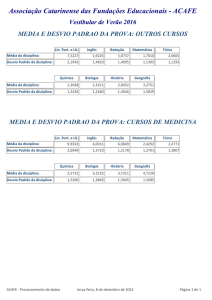 media e desvio padrao da prova: cursos de medicina