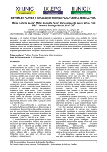 sistema de partida e geração de energia para turbina