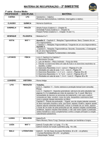 MATÉRIA DE RECUPERAÇÃO – 2º BIMESTRE