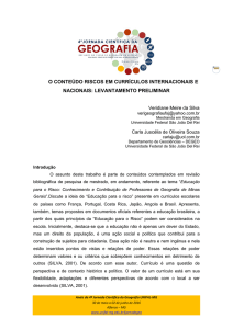 o conteúdo riscos em currículos internacionais e nacionais - Unifal-MG