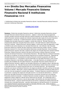Direito Dos Mercados Financeiros Volume I Mercado Financeiro