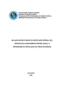 RELAÇÃO ENTRE O ÍNDICE DE INFESTAÇÃO PREDIAL