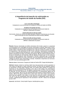 A importância da inserção do nutricionista no Programa