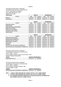 Calendário de provas e entrevistas