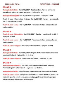 TAREFA DE CASA 21/02/2017 – MANHÃ 6º ANO A 6º ANO B 7º