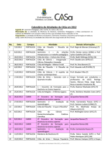 Calendário de Atividades da CASa em 2012