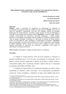 PROCEDIMENTO DE GASOMETRIA ARTERIAL EM UNIDADE DE