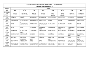 calendário de avaliação trimestral – 2º trimestre ensino fundamental