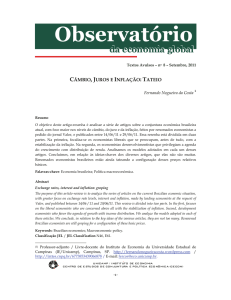 Câmbio, juros, inflação: Tateio - Instituto de Economia