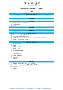 Conteúdos Prova Trimestral – 3º Trimestre 7º Ano