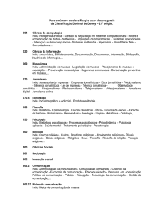 tabela de classes gerais da Classificação Decimal de