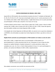 IBGE divulga as Contas Regionais 2003 - 2006 - Sei-BA
