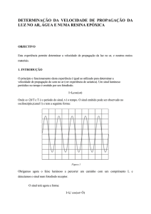 determinação da velocidade de propagação da luz no ar, água e