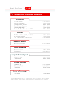 Lista dos Principais Meios Auxiliares de Diagnóstico Serviço de