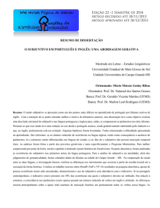 O Subjuntivo em Português e Inglês: uma abordagem gerativa
