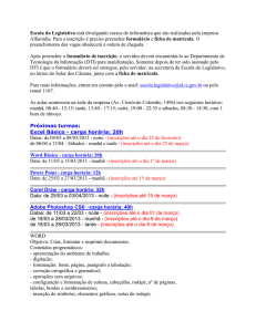 Cursos 2013 - Informática - Inscrições e informações