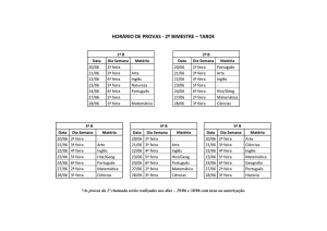 horário de provas - 2º bimestre – tarde