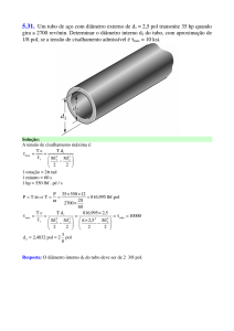 5.31. Um tubo de aço com diâmetro externo de d1 = 2,5 pol