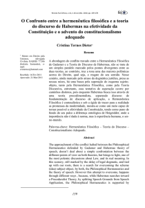 O Confronto entre a hermenêutica filosófica e a teoria do discurso