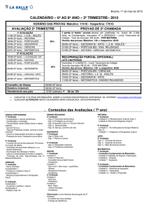 CALENDÁRIO – 6º AO 8º ANO – 2º TRIMESTRE