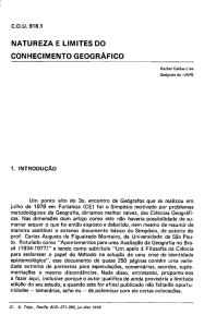 NATUREZA E LIMITES DO CONHECIMENTO GEOGRÁFICO