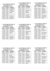 CALENDÁRIO DE PROVAS FUNDAMENTAL II 2º BIMESTRE 6º