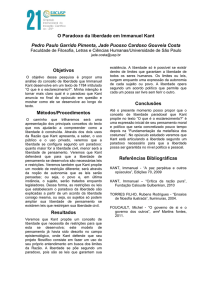 O Paradoxo da liberdade em Immanuel Kant Pedro Paulo Garrido