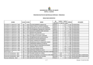 CURSO CLASS. N.INSC. NOME IES ORIGEM NOTA 1ª FASE NOTA