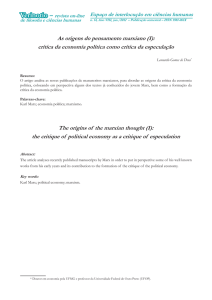 As origens do pensamento marxiano (I): crítica da economia política