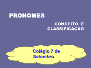 pronomes - Colégio 7 de Setembro